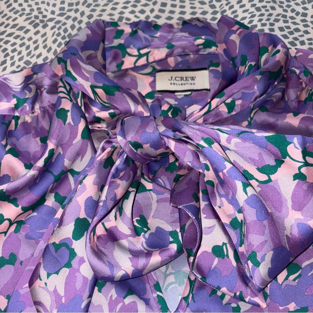 J. Crew Tie Neck Floral Top